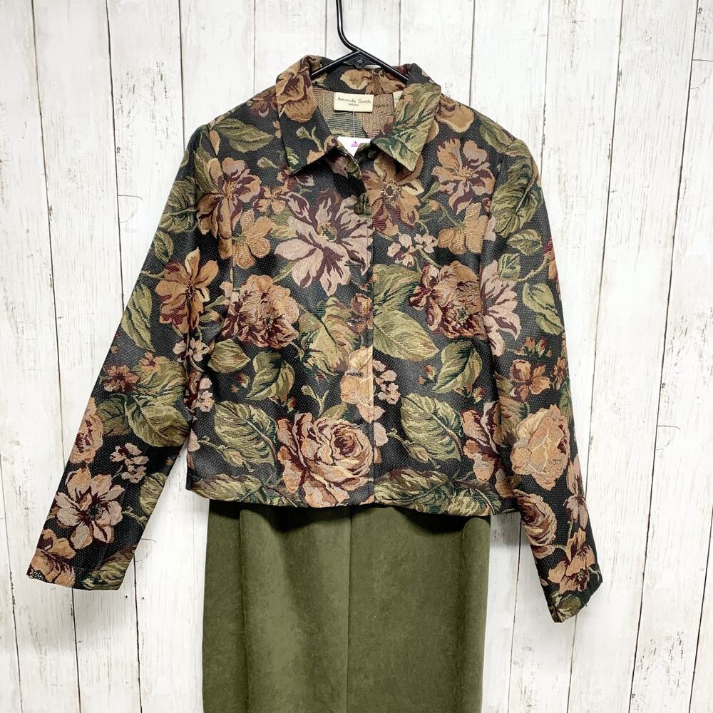 Vintage Amanda Smith Dresses 2 Piece Set Women 6 Sheath Dress‎ Floral Blazer MCM
